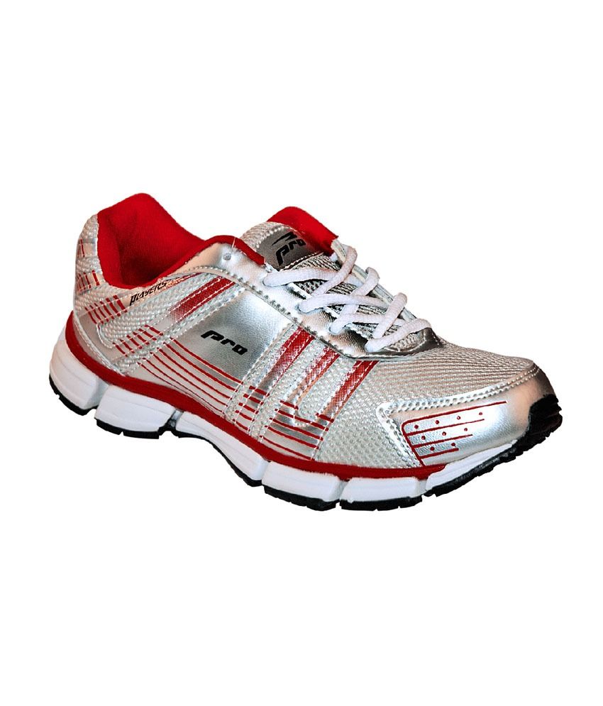 Khadim's Pro Silver/red Lace-up Sports Sneakers - Buy Khadim's Pro ...