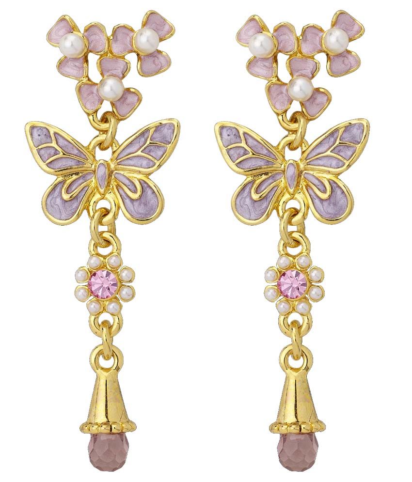 Apriati Purple And Golden French Style Hanging Earrings Apriati Purple And Golden French Style Hanging Earrings
