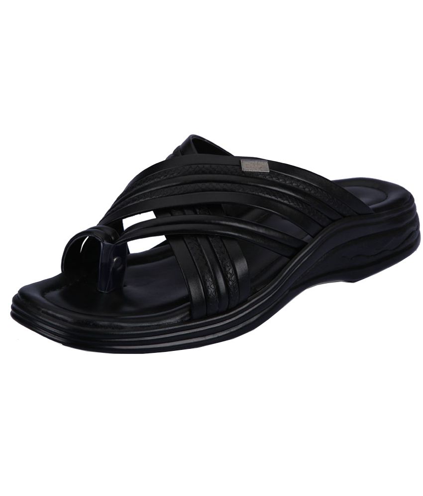 Buy Action Black Slippers For Men 