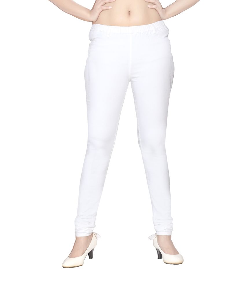 white denim jeggings