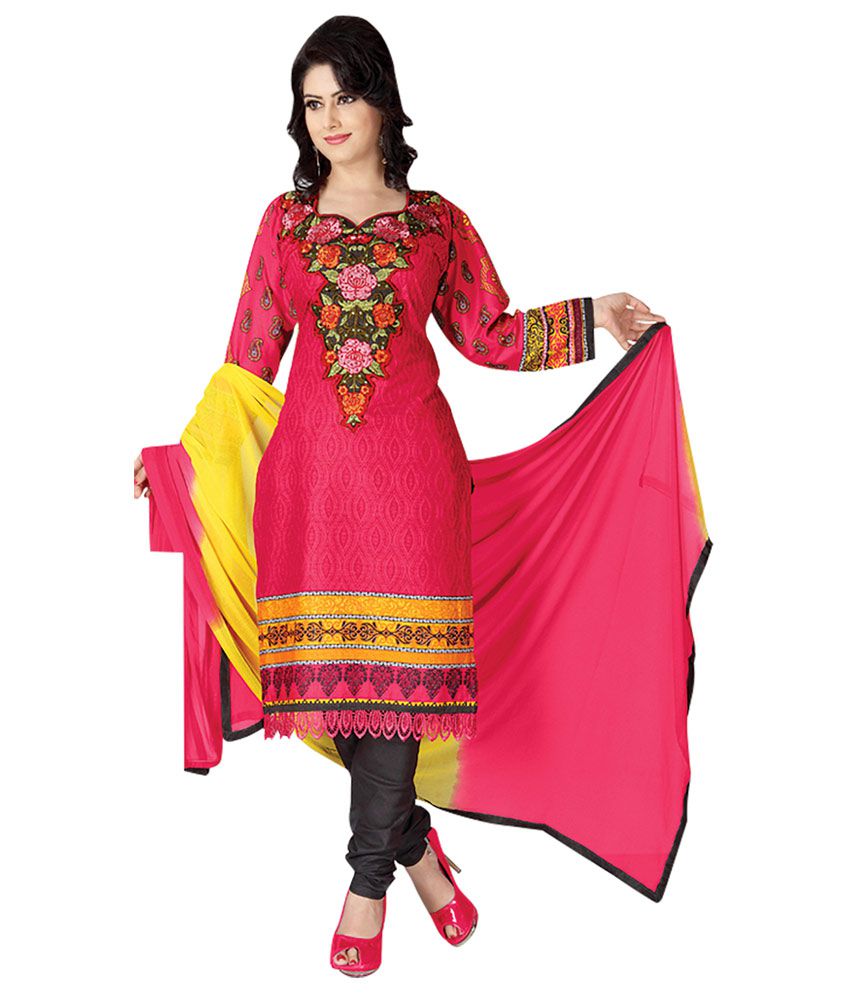 Khushi Creation Multi Color Cotton Silk Unstitched Dress Material - Buy ...