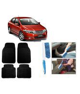 Car Combo Rubber Mats For Honda City With Plastic Car Cleaning Brush - Assorted