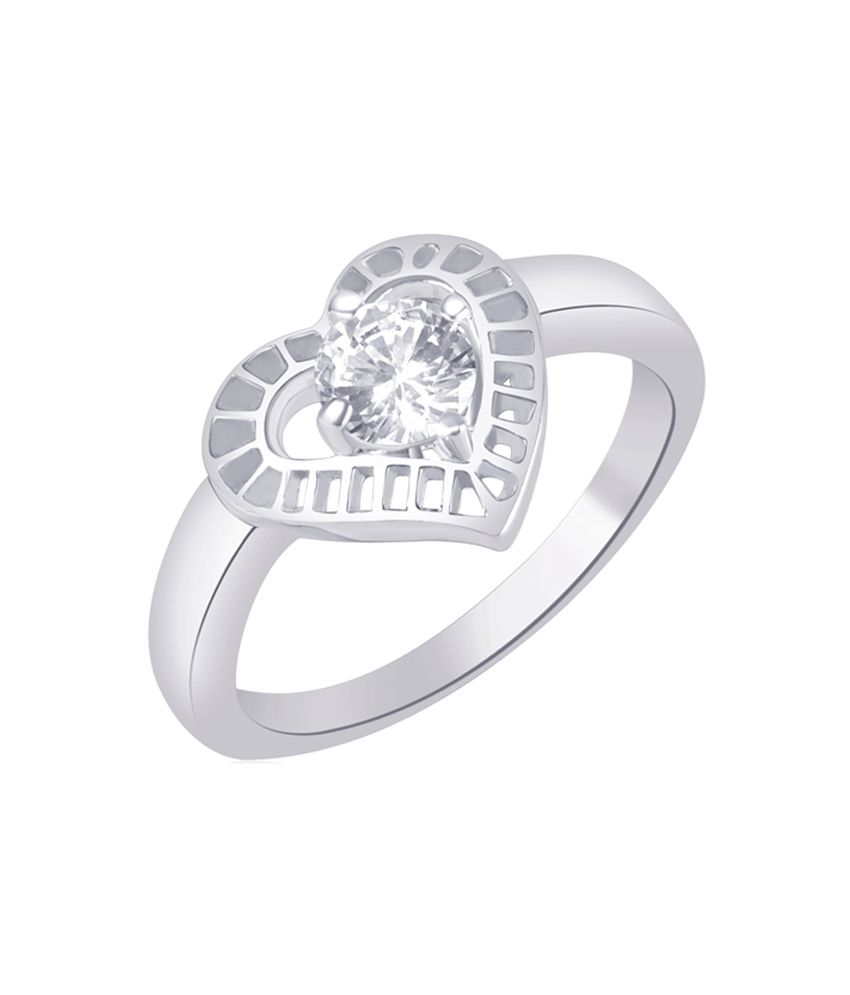 Vk Jewels Heart Solitaire Rhodium Plated Ring Buy Vk Jewels Heart Solitaire Rhodium Plated Ring