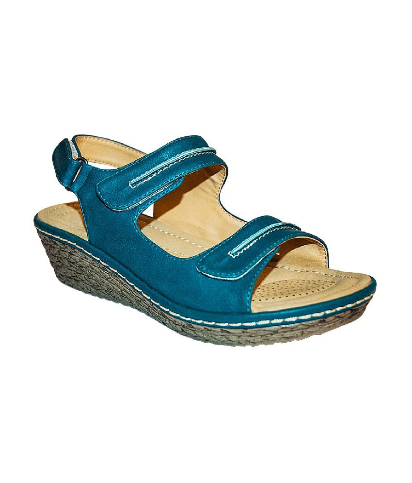 Khadim's Softouch Blue Slingback Strap Low-wedge Sandals Price in India ...