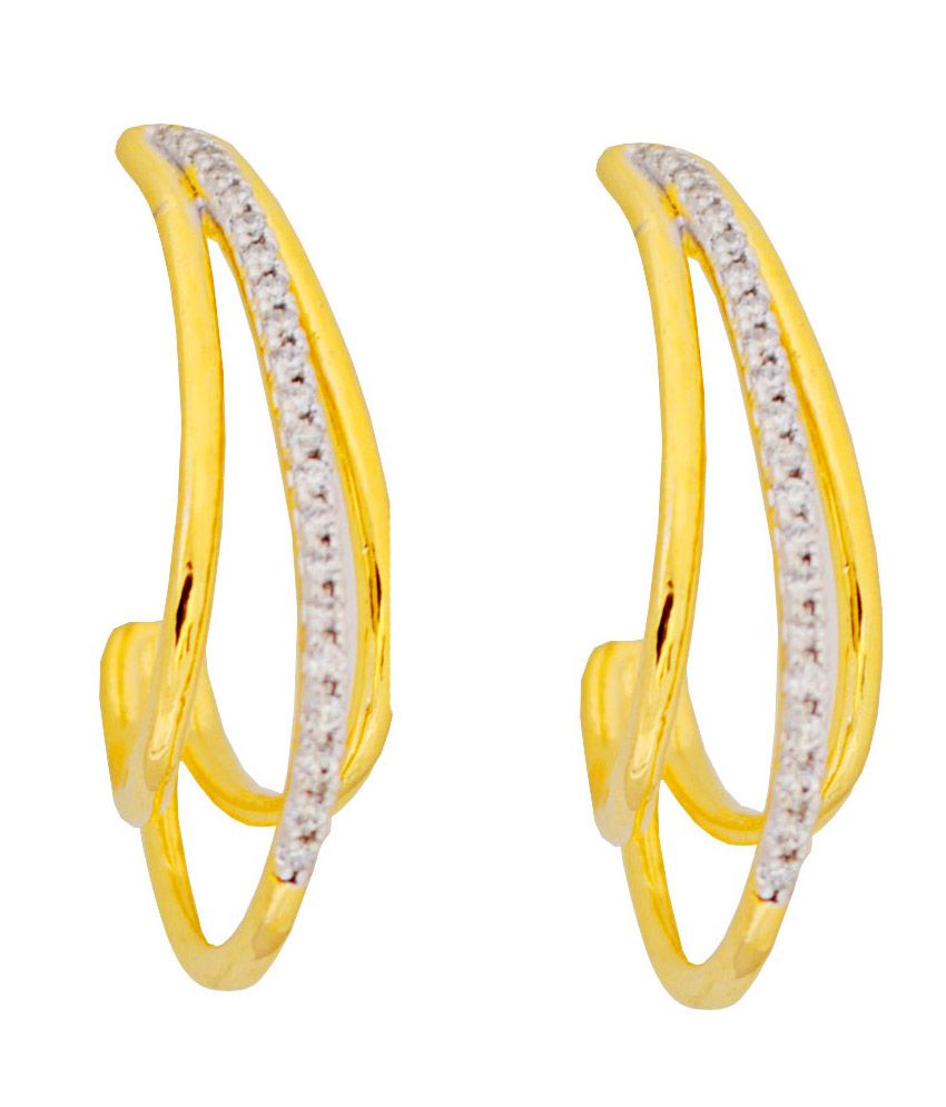 Affinity Lovely High Quality Cz Stones J Shaped Earrings Gold Plated Affinity Lovely High Quality Cz Stones J Shaped Earrings Gold Plated