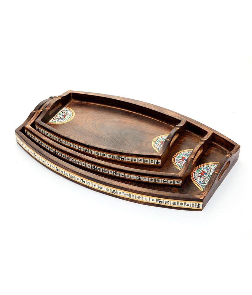 Indikala Wood Trays 3 Piece Buy Online at Best Price in India Snapdeal
