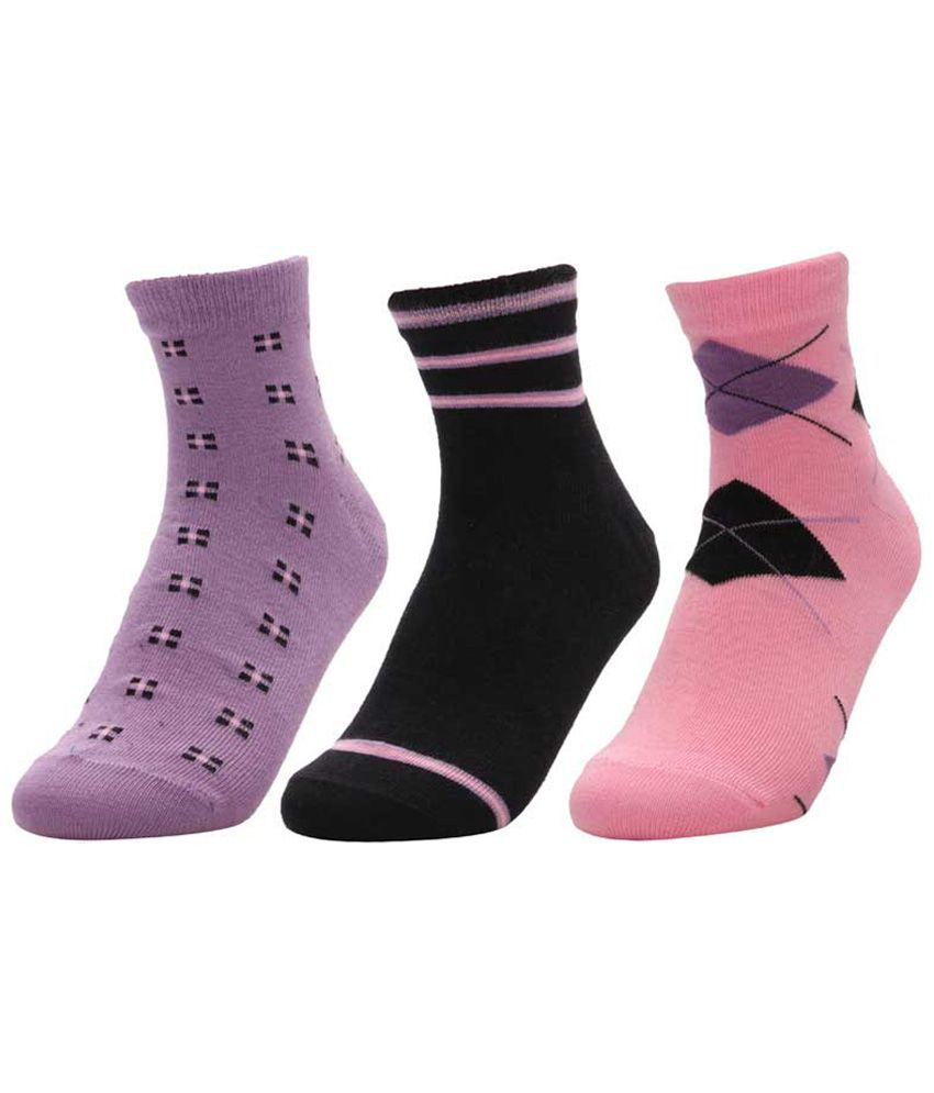Bonjour Pink Casual Ankle Length Socks Women 3 Pair Pack: Buy Online at ...