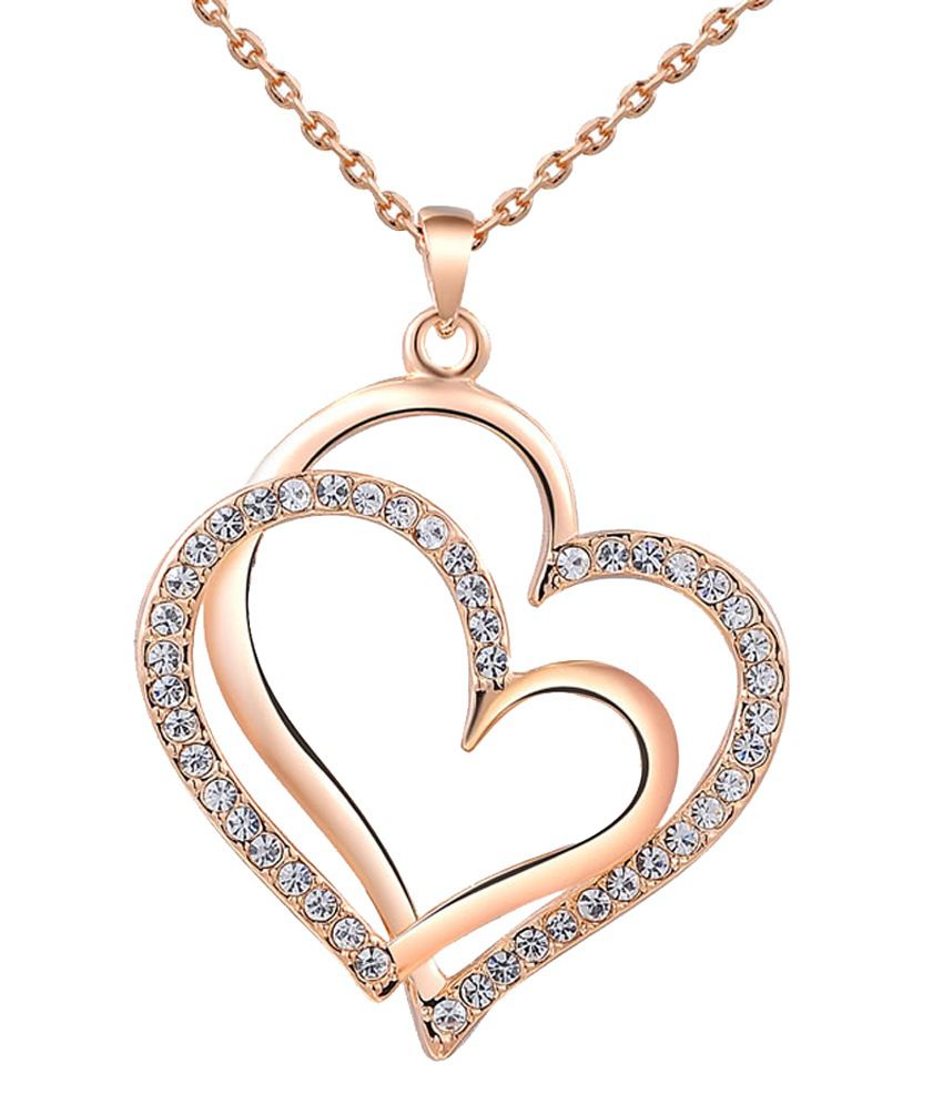 Kaizer Double Heart Zest 18k Rose Gold Plated Pendent: Buy Kaizer ...