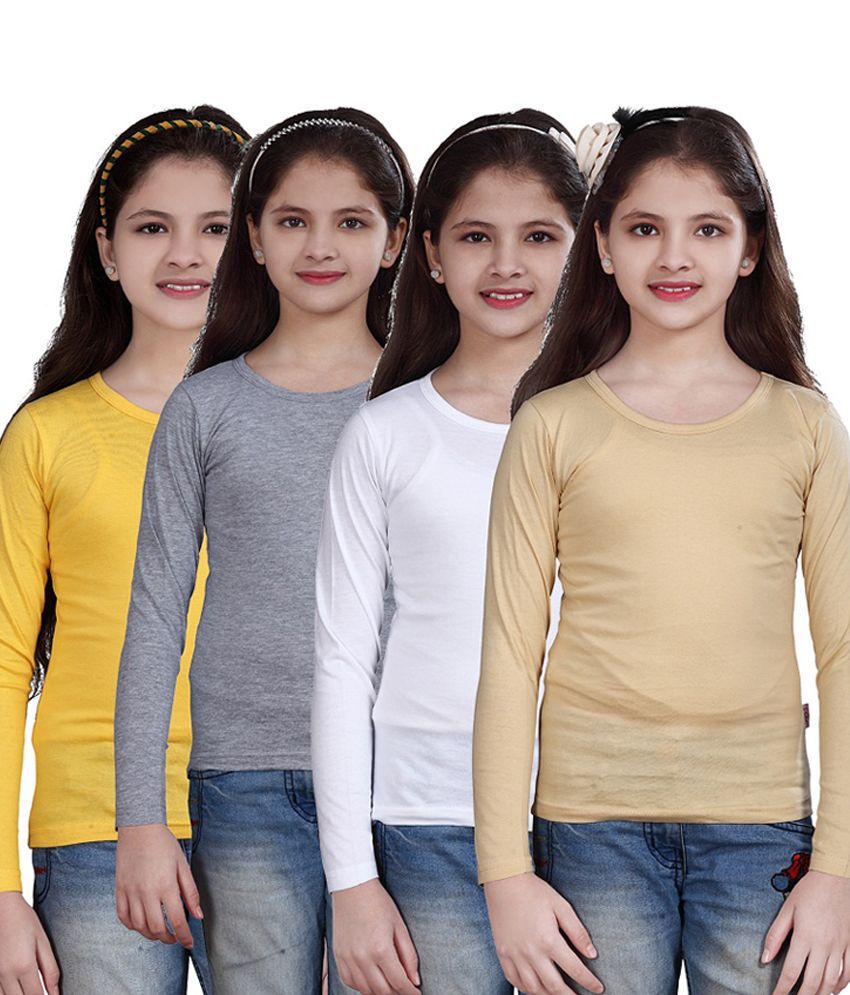     			Sini Mini Multicolor Cotton Full Sleeve Fashion Girls Top - Combo of 4 Pcs