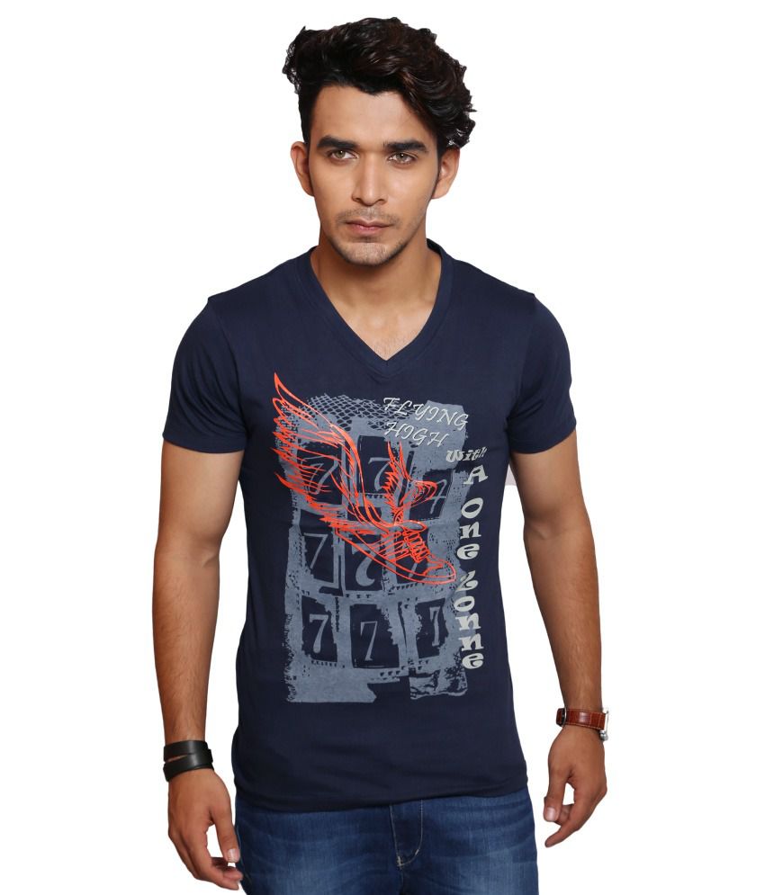 A1 Tees Navy Cotton T-shirt - Buy A1 Tees Navy Cotton T-shirt Online at ...