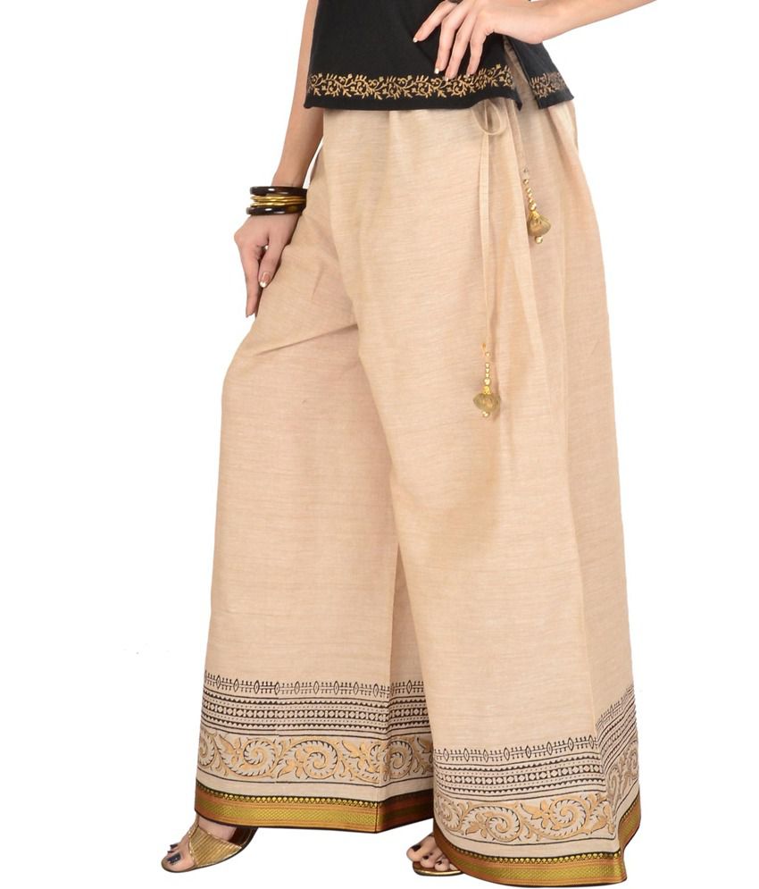 Buy 9Rasa Beige Cotton Palazzos Online at Best Prices in India - Snapdeal