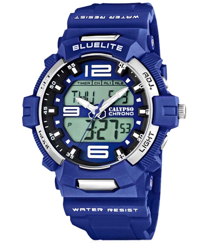 navy blue digital watch