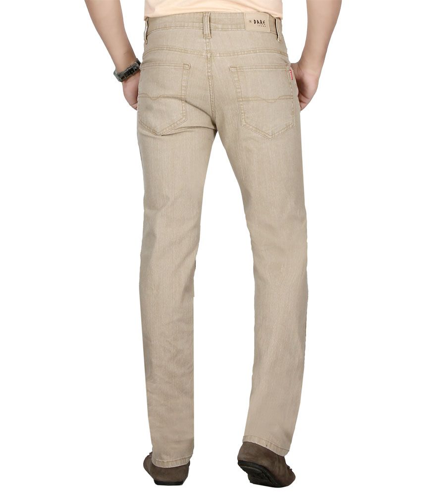 Dare Stylish Cream Comfort Fit Mid Rise Denim Jeans For Men | Da185 ...