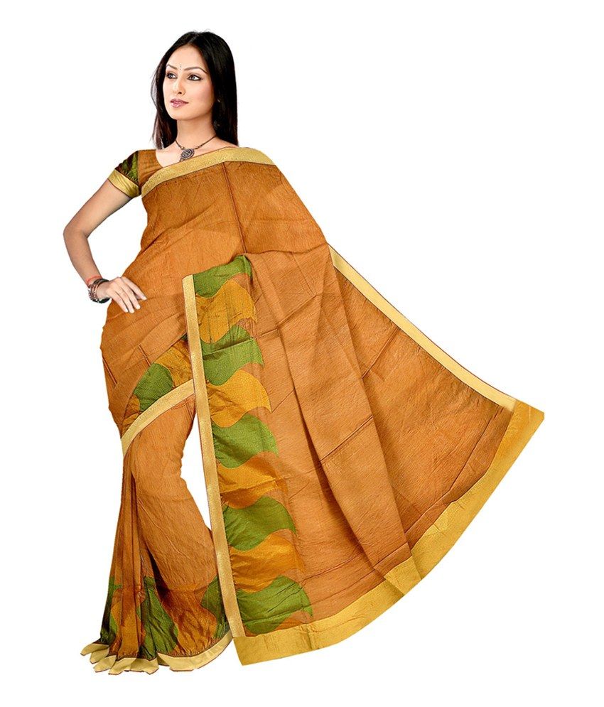 Vandana Fashion Yellow Handloom Fancy Chanderi Cotton Saree With Blouse Piece - Buy Vandana 