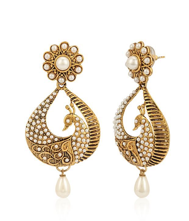 Jewels Galaxy Mayur Design Pearls Embedded Earrings - Buy Jewels Galaxy ...