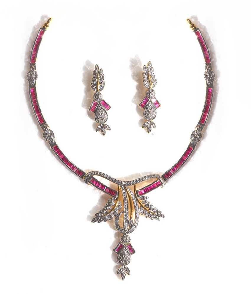 Shubham Jewellers Multicolor American Diamond And Manak Designer ...
