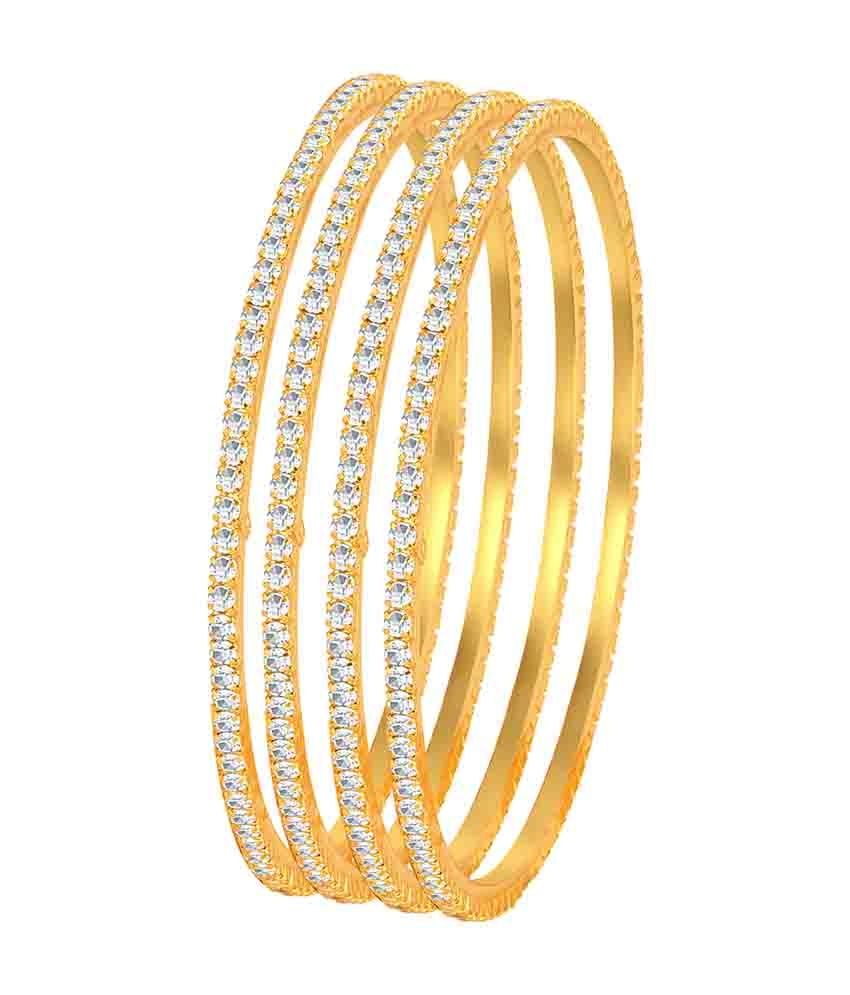     			Sukkhi Classy Gold Plated Set Of 4 Australian Diamond Single Line Bangles