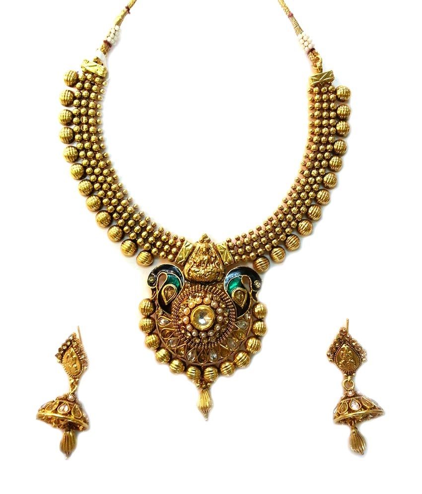 Tulsi Gold Plated Traditional Pearl Necklace Set - Buy Tulsi Gold ...