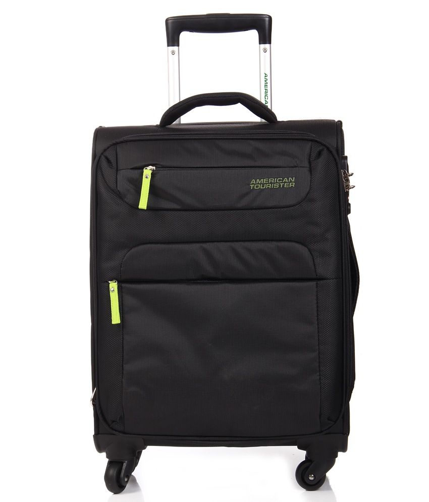 American Tourister Ski BlackGreen 4 Wheel Soft Luggage Trolley Size