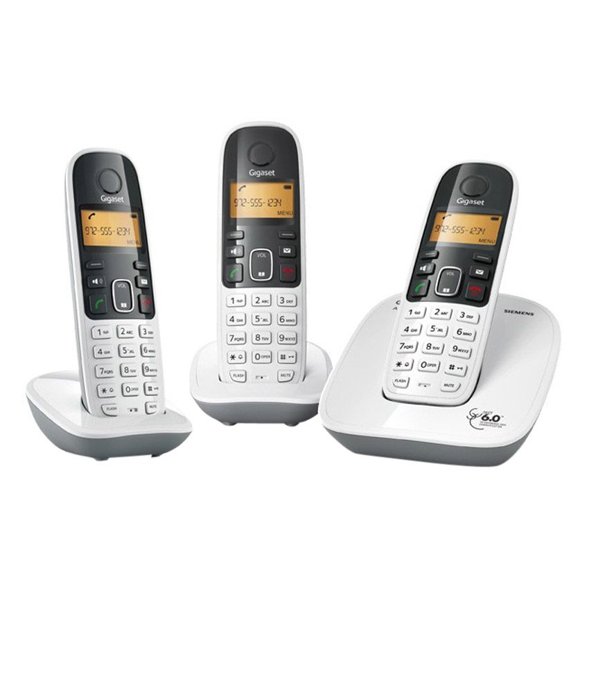     			Gigaset A490 Trio white cordless phone (White and Grey)