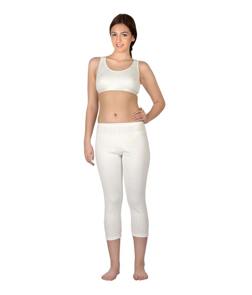 Selfcare Off-White Thermal Blouse Top & Lower For Ladies