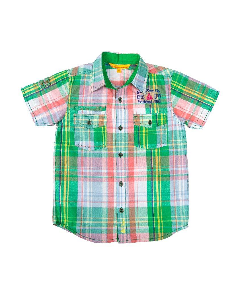 dark green checks shirt