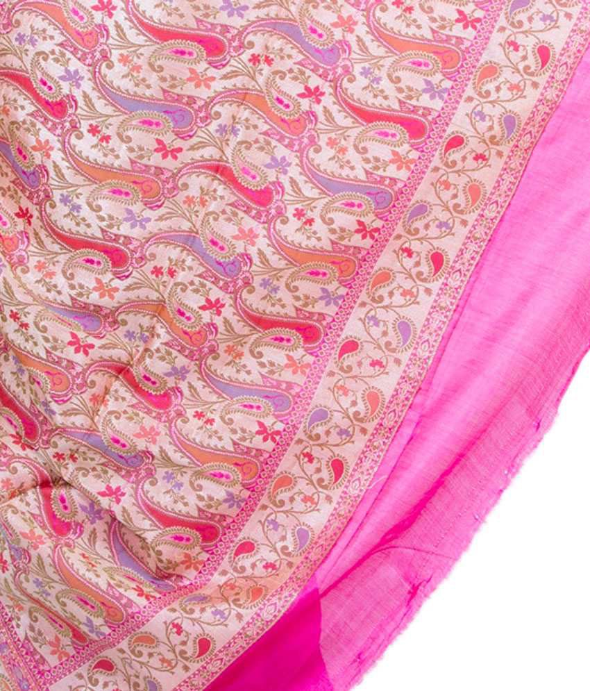 Vrindavan Tasar Silk Kashmiri Work Hot Pink Saree - Buy Vrindavan Tasar ...