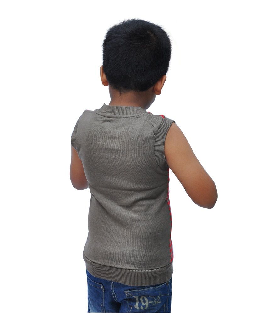 Bio Kid Pretty Boy Sweater Red / Beige Stripes Sleeve Less v Neck