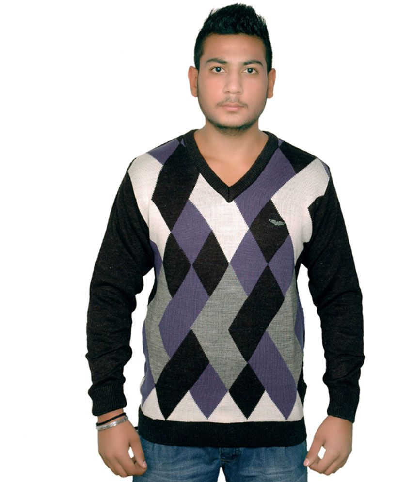 Rg Purple Woollen Argyle Sweater For Men - Buy Rg Purple Woollen Argyle ...