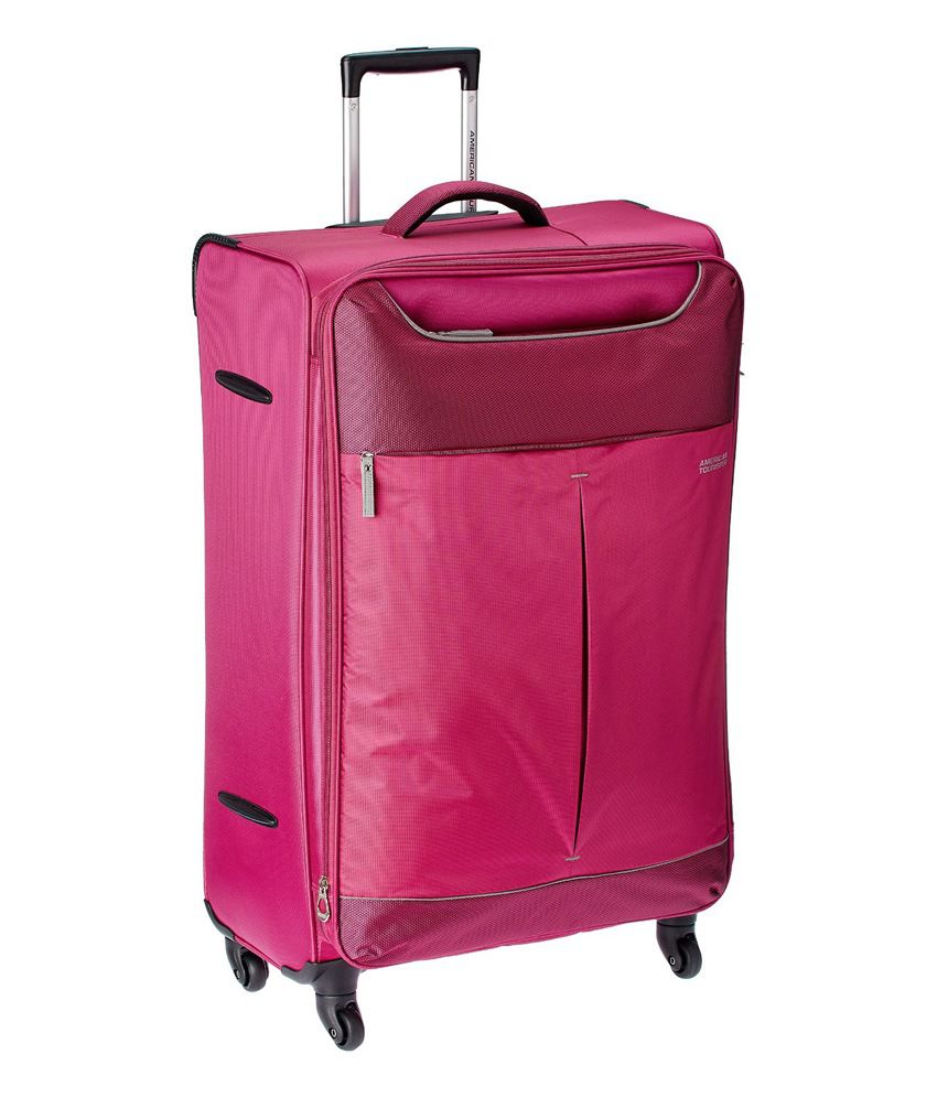 American Tourister Sky Fuchsia-Grey 4 Wheel Soft Luggage Trolley -Size ...
