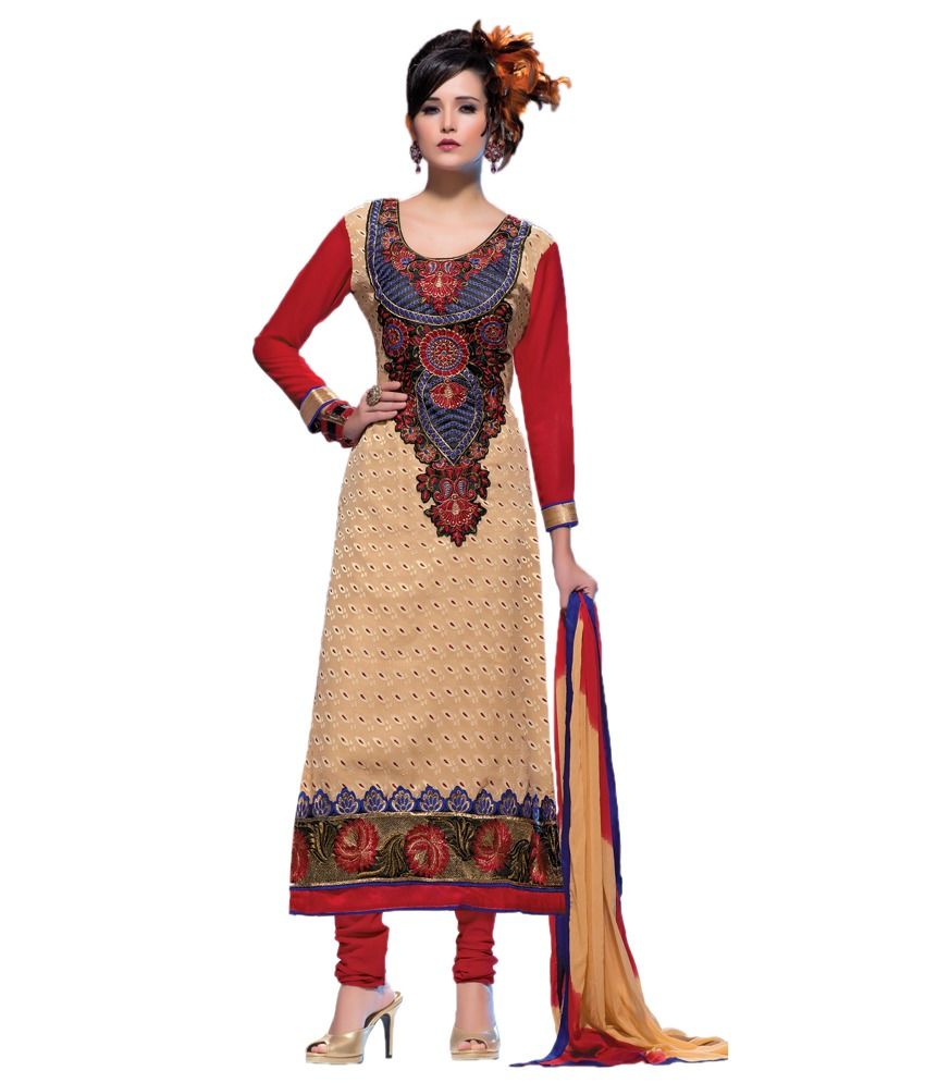Indian Wear Online Multi Color Faux Unstitched Dress Material