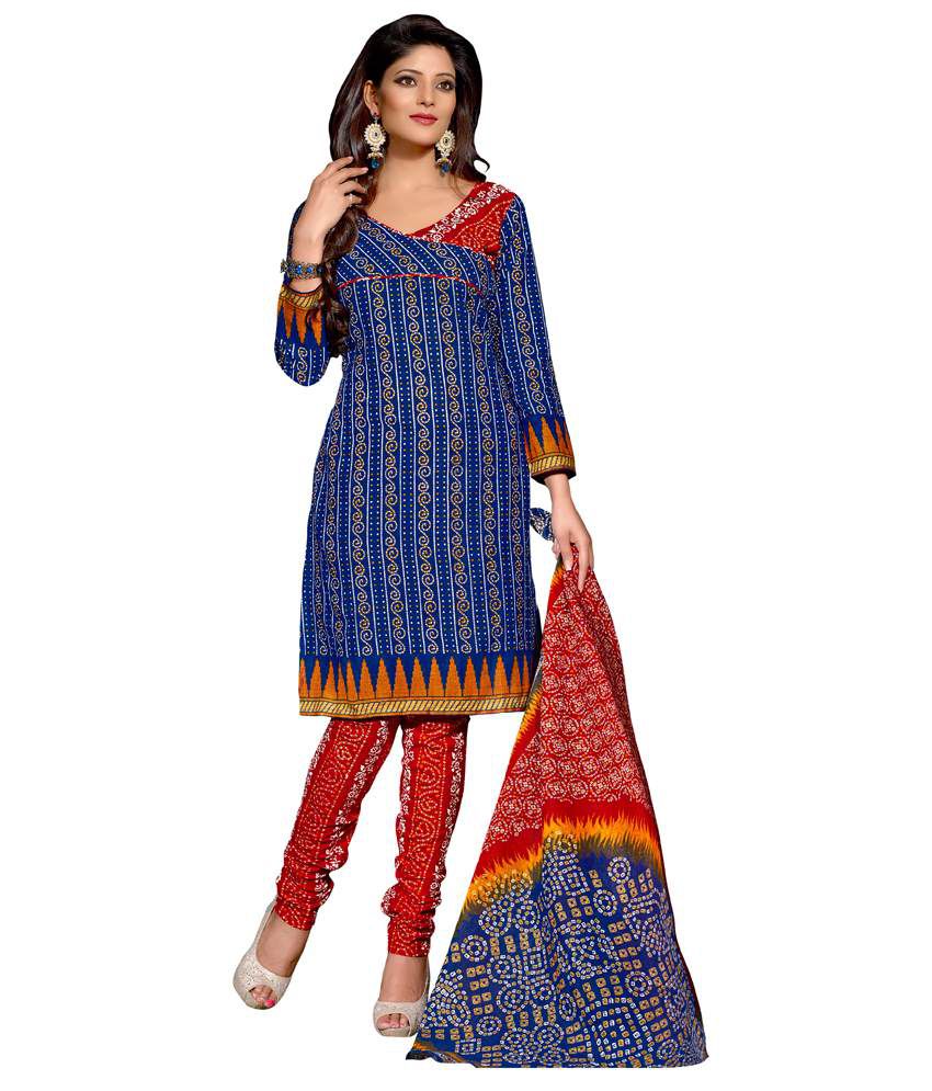 Lacxo Jaipuri Bandhani Cotton Dress Material - Buy Lacxo Jaipuri ...