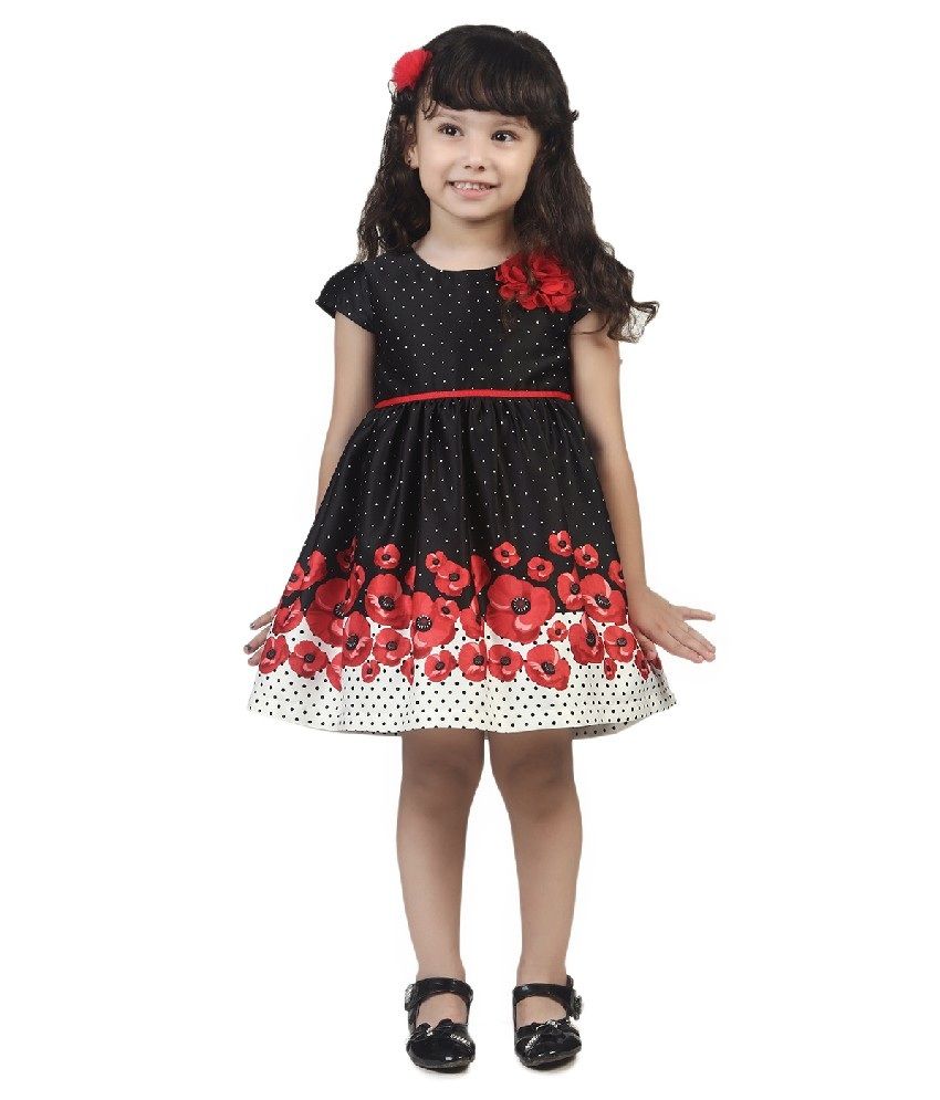 Beebay Black Color Flower Printed Dress For Kids - Buy Beebay Black ...