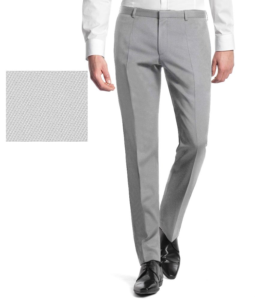     			Gwalior Suitings White Poly Blend Unstitched Pant Pc