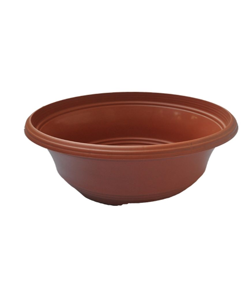 Ankur Plastic Pot Bowl Shape - 6.5 Inch Dia X 3 Inch Ht, Brown - Set Of ...