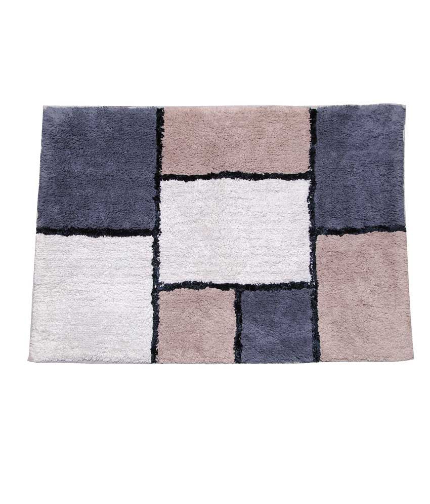 AVIRA HOME GRAY & BEIGE VISCOSE BLOCKS BATH MAT Buy AVIRA HOME GRAY & BEIGE VISCOSE BLOCKS