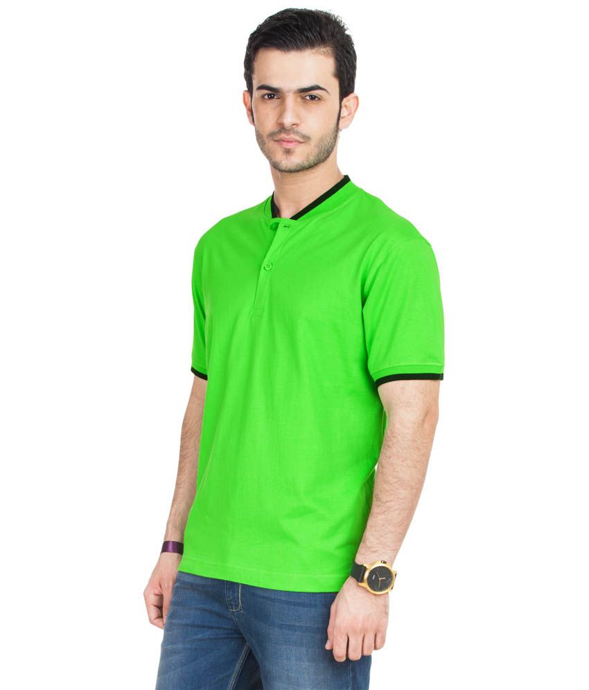 Zovi Neon Green Varsity Polo T-shirt - Buy Zovi Neon Green Varsity Polo ...