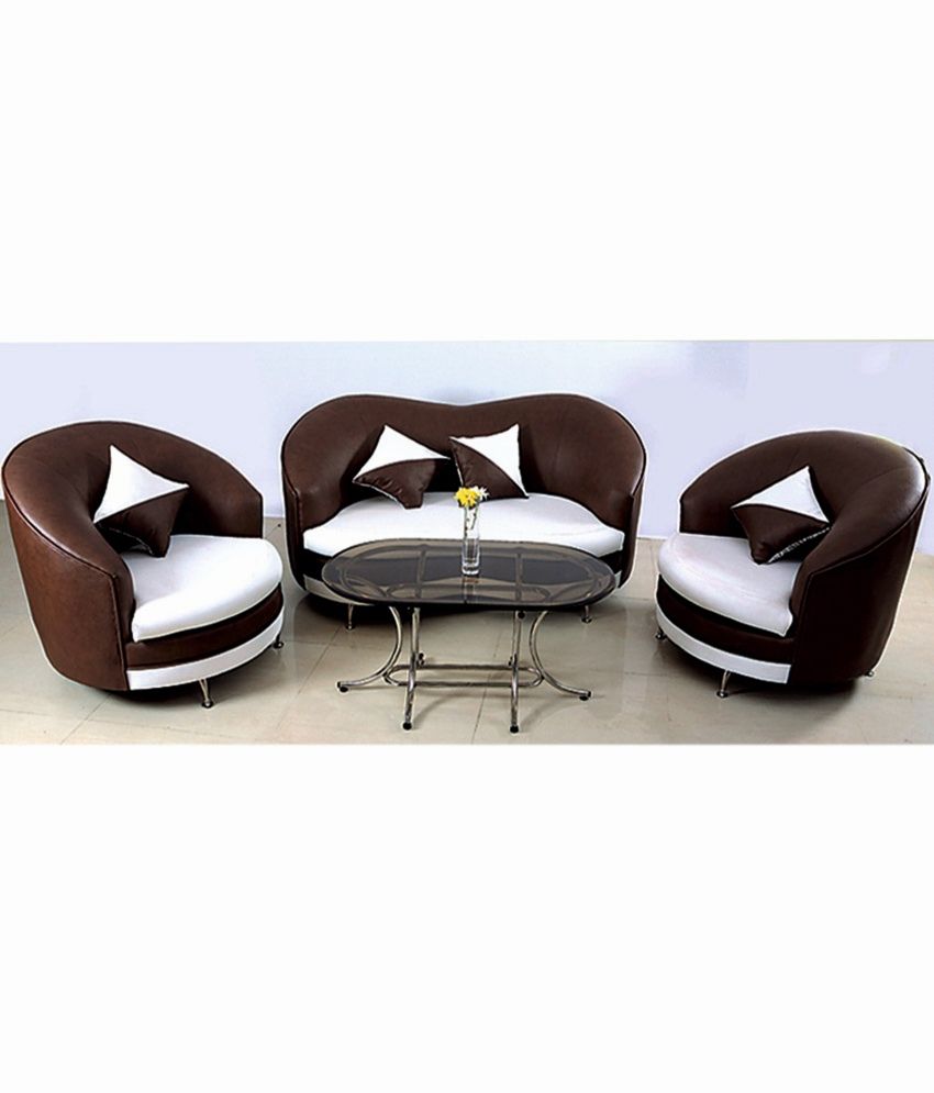 Lovely Sofa Set Brown White
