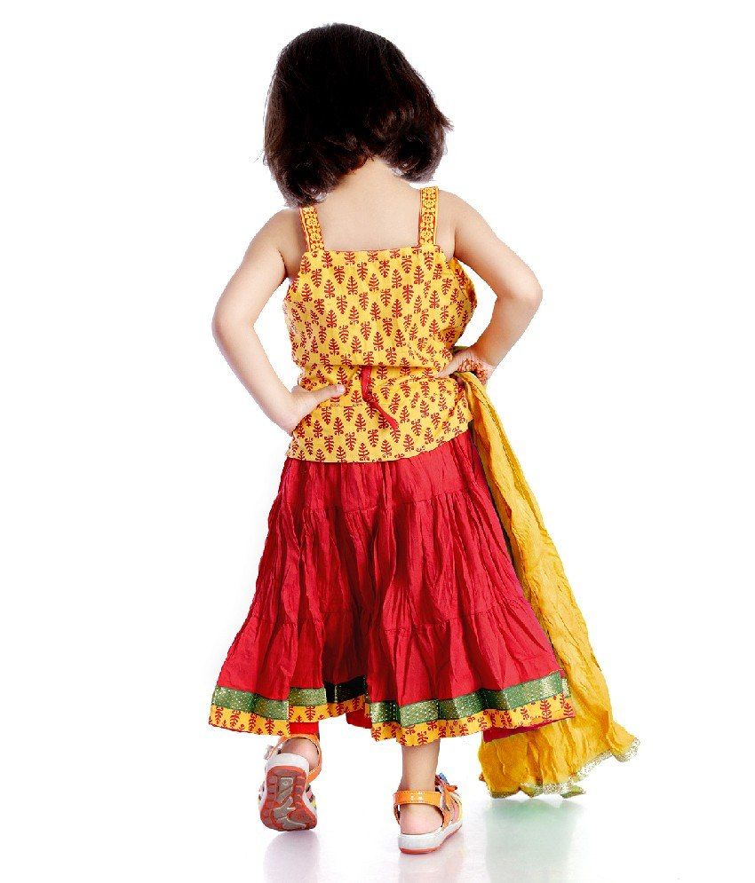 red and yellow ghagra