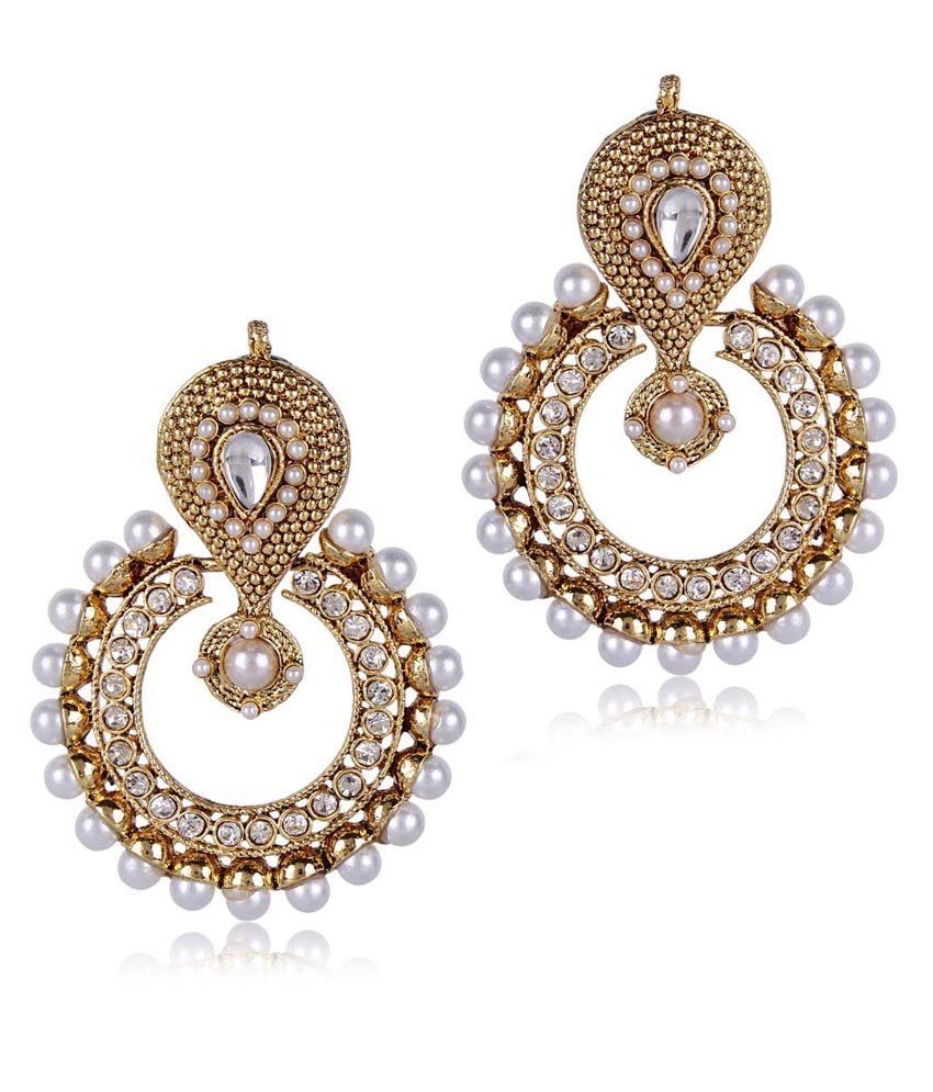 Shinningdiva White And Golden Earrings Shinningdiva White And Golden Earrings