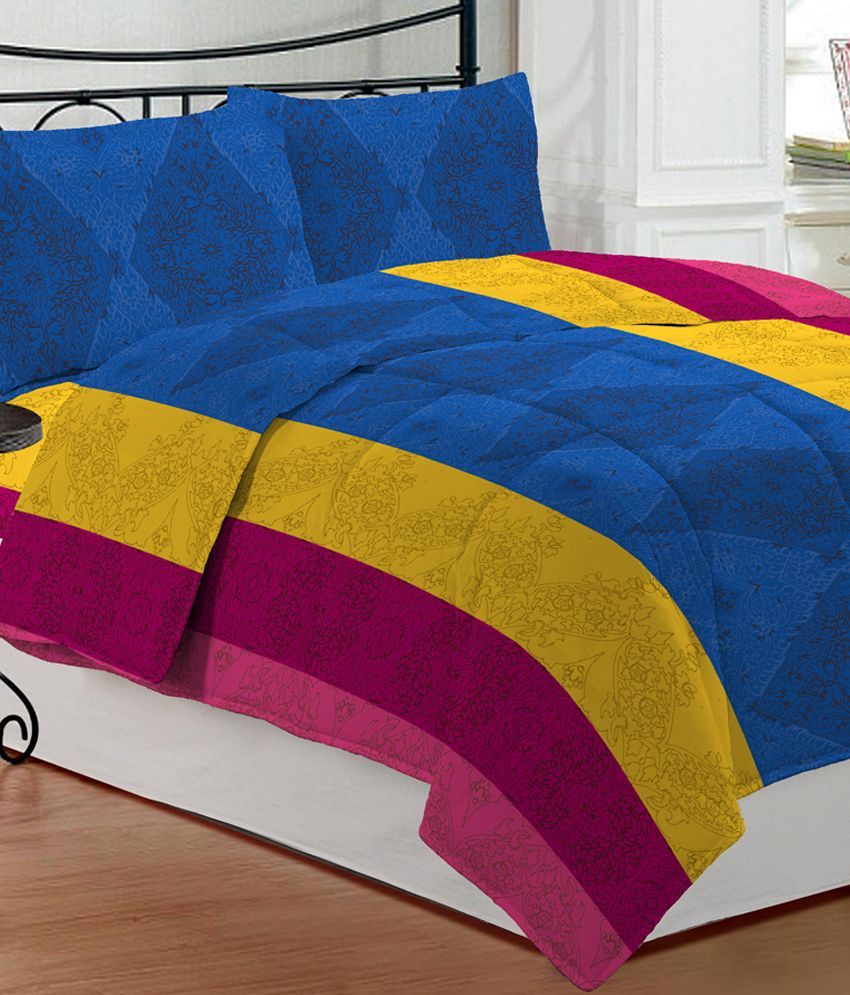 Bombay Dyeing Multicolour Contemporary Poly Cotton Double Bed Sheet With 2 Pillow Covers Buy