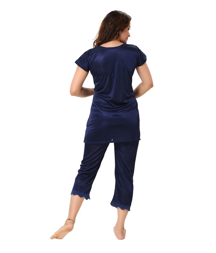 Buy Kuukee Navy Poly Satin Nightsuit Sets Online at Best Prices in ...