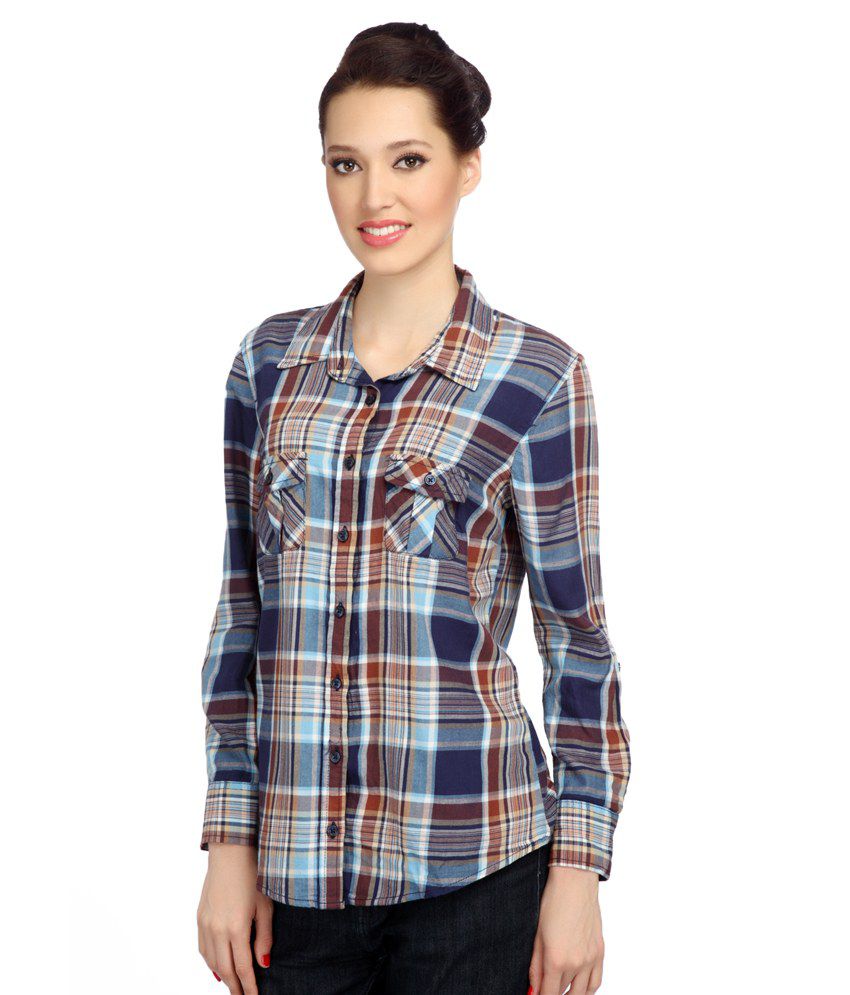 Buy Bedazzle Blue Checks Cotton Full Sleeves Shirt Online at Best ...
