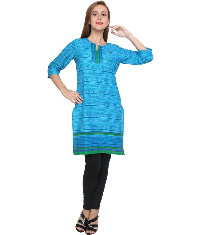 Syda Women's Blue Printed Kurti - Buy Syda Women's Blue Printed Kurti ...