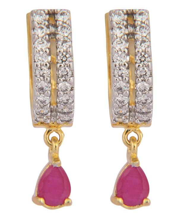 one gram gold ruby earrings