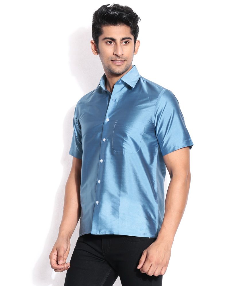 dark blue silk shirt mens