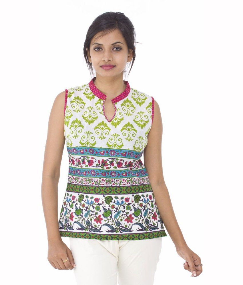 Parinita Green Printed Cotton Kurti - Buy Parinita Green Printed Cotton ...