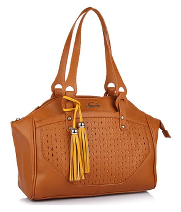 small tan satchel bag