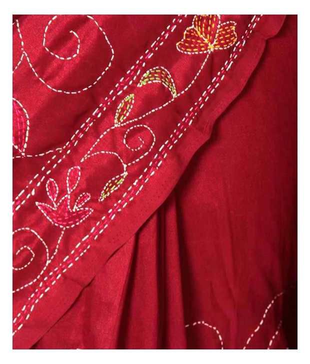Red And Maroon Kantha Stitch Work Saree Of Bengal By Sanchari Buy Red And Maroon Kantha Stitch Work Saree Of Bengal By Sanchari Online At Low Price Snapdeal Com Shop exclusive box design applique baul kantha stitch red cotton saree online from kiukart shipping worldwide. red and maroon kantha stitch work saree