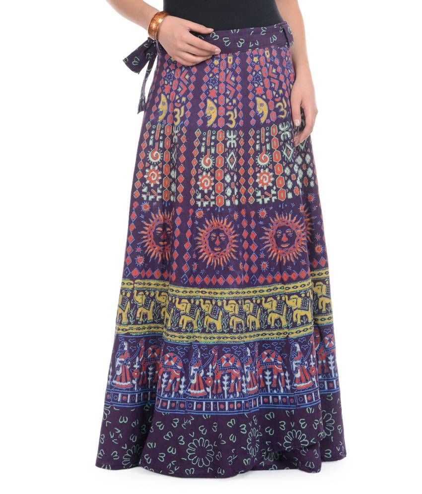 Buy Rajasthani Sarees Purple Cotton Skirts Online at Best Prices in ...